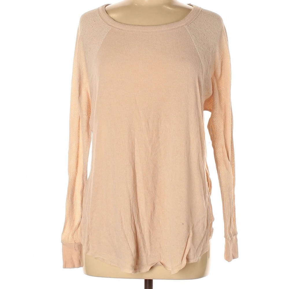 Urban Outfitters Ivory Blush Waffle Top